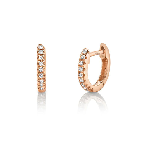 Shy Creation Diamond Mini Huggie Earrings 0.04 CT-Shy Creation Diamond Mini Huggie Earrings in 14 karat rose gold with diamonds totaling 0.04 carats