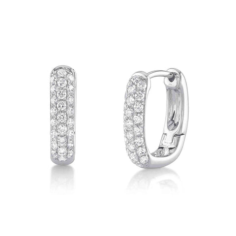 Shy Creation Diamond Huggie Earrings 0.46 CT-Shy Creation Diamond Huggie Earrings in 14 karat white gold with pave diamonds totaling 0.46 carats.