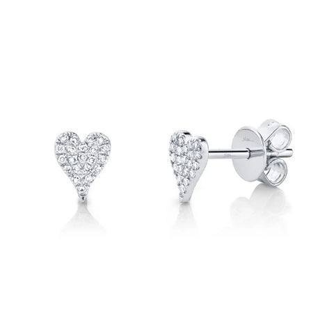 Shy Creation Diamond Heart Stud Earrings 0.10 CT-Shy Creation Diamond Heart Stud Earrings in 14 karat white gold with diamonds totaling 0.10 carats.