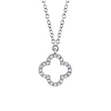 Shy Creation Diamond Clover Necklace 0.08 CT-Shy Creation Diamond Clover Necklace in 14 karat white gold with diamonds totaling 0.08 carats.