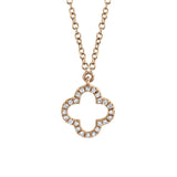 Shy Creation Diamond Clover Necklace 0.08 CT-Shy Creation Diamond Clover Necklace in 14 karat rose gold totaling 0.08 carats.