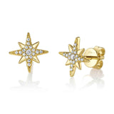 Shy Creation Diamond Star Stud Earrings 0.12 CT-Shy Creation Diamond Star Stud Earrings in 14 karat yellow gold with pave diamonds totaling 0.12 carats.