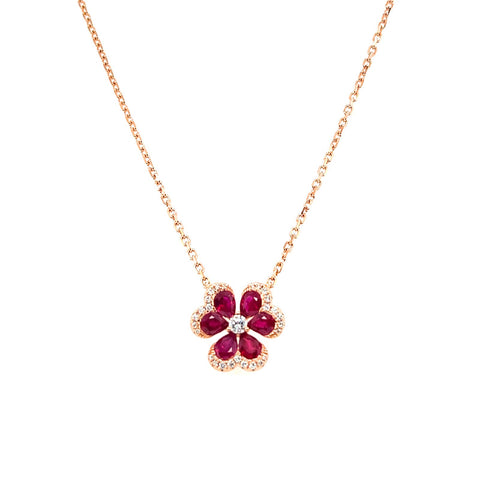 Clover Ruby Diamond Necklace-Clover Ruby Diamond Necklace - RNTIJ00182