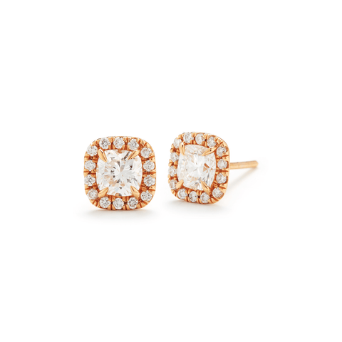 Halo-set Diamond Earrings-Halo - set Diamond Earrings - DENKA04667