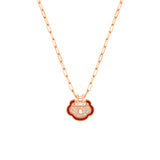 Qeelin Yu Yi Necklace-Qeelin Yu Yi Necklace - YLN50ACRGRH - Qeelin Yu Yi Necklace in 18 karat rose gold with red HyCeram® and diamonds totaling 0.10 carats.