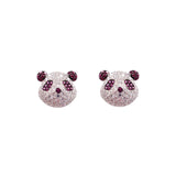 Ruby Diamond Panda Earring Studs-Ruby Diamond Panda Earring Studs - REUJD00174