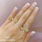 Shy Creation Diamond Flower Ring 0.06 CT-Shy Creation Diamond Flower Ring 0.06 CT - SC55021152