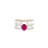 3-Row Ruby Diamond Ring-3-Row Ruby Diamond Ring - RREDW00463