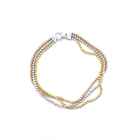 3 Row Three Tone Gold Bracelet-3 Row Three Tone Gold Bracelet -