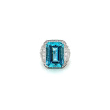 Aquamarine Diamond Ring-Aquamarine Diamond Ring -