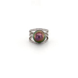 Black South Sea Pearl Diamond Ring-Black South Sea Pearl Diamond Ring -