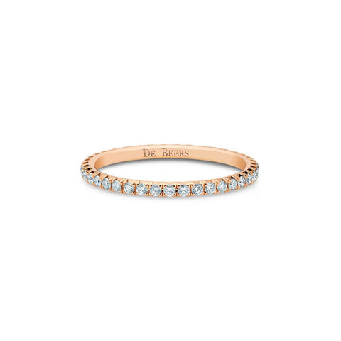 De Beers Classic Eternity Band-De Beers Classic Eternity Band in 18 karat rose gold with diamonds.