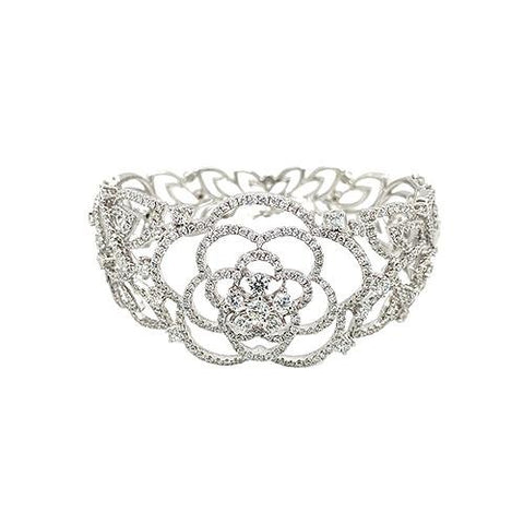 Diamond Flower Cuff Bangle-Diamond Flower Cuff Bangle -