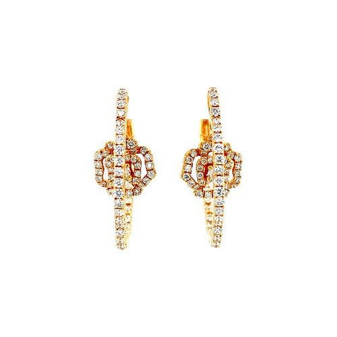 Diamond Flower Hoop Earrings-Diamond Flower Hoop Earrings -