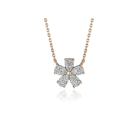 Diamond Flower Necklace-Diamond Flower Necklace - 37383