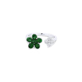 Emerald Diamond Flower Ring-Emerald Diamond Flower Ring -