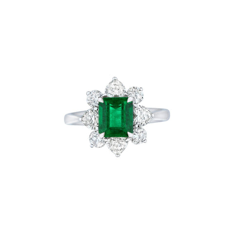 Emerald Diamond Ring-Emerald Diamond Ring - ERNEL00257