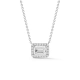 Emerald Halo Diamond Necklace-Emerald Halo Diamond Necklace -