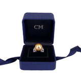 Golden South Sea Pearl Diamond Ring-Golden South Sea Pearl Diamond Ring - PRNEL00064