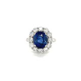 Halo Sapphire Diamond Ring-Halo Sapphire Diamond Ring - SREDW00489