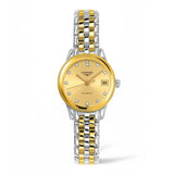 Longines Flagship 26mm-Longines Flagship in a 26mm stainless steel/yellow gold pvd coating case with champagne dial on stainless steel/yellow gold pvd coating bracelet, featuring a date display and an automatic movement.