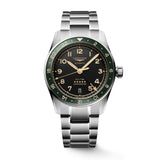 Longines Spirit Zulu Time 39mm-Longines Spirit Zulu Time - L3.802.4.63.6 - Longines Spirit Zulu Time in a 39mm stainless steel green ceramic bezel case with black dial on stainless steel bracelet, featuring GMT time and automatic movement with up to 72 hours of power reserve.