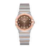 Omega Constellation 28mm-Omega Constellation Quartz 28mm - 131.20.28.60.63.001 - Omega Constellation Quartz in a 28mm stainless steel/Sedna gold case with brown dial on stainless steel/Sedna gold bracelet and quartz movement.