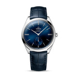 Omega De Ville Trésor 40mm - Small Seconds-Omega De Ville Trésor Co-Axial Master Chronometer Small Seconds in a 40mm stainless steel case with blue dial on leather strap, featuring a small seconds display and mechanical hand-wound movement.