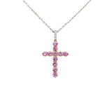 Pink Sapphire Cross Necklace-Pink Sapphire Cross Necklace - SNTIJ00471