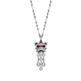 Qeelin Large Xi Xi Pendant-Qeelin Large Xi Xi Pendant - XX-010-FPPD-WGD - Large Xi Xi pendant in 18K white gold with pave diamonds, rubies and onyx.