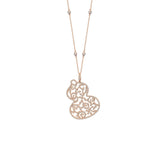 Qeelin Wulu Lace Necklace-Qeelin Wulu Lace Necklace - 18 karat rose gold with diamond lace wulu pendant and diamond stations on chain.