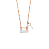 Qeelin Yu Yi Lock Necklace-Qeelin Yu Yi Lock Necklace - YYL-NL0009A-RGD - Yu Yi Lock with key necklace in 18K rose gold with diamonds