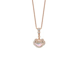 Qeelin Petite Yu Yi Necklace-Qeelin Yu Yi Petite Necklace - 18 karat rose gold mother-of-pearl and diamond yu yi pendant on chain.