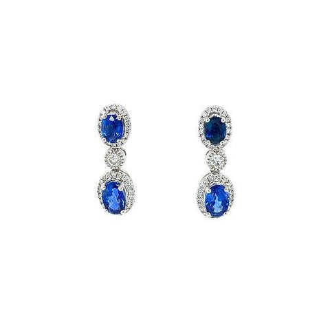 Sapphire Diamond Earrings-Sapphire Diamond Earrings -