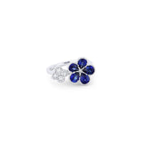 Sapphire Diamond Flower Ring-Sapphire Diamond Flower Ring -