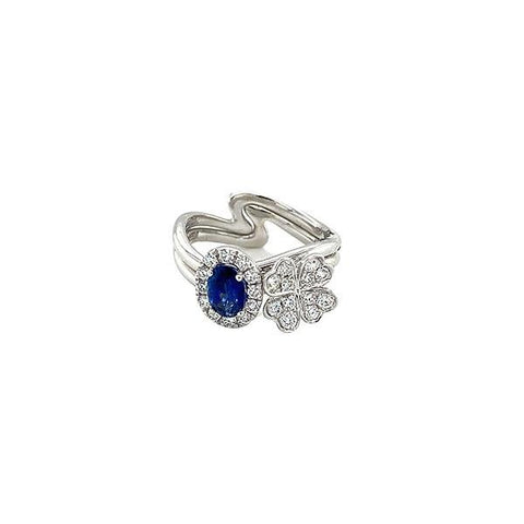 Sapphire Diamond Flower Ring-Sapphire Diamond Flower Ring -