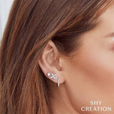 Shy Creation Diamond Flower Stud Earrings 0.16 CT-Shy Creation Diamond Flower Earrings - SC55002161