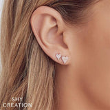 Shy Creation Diamond Heart Stud Earrings 0.10 CT-Shy Creation Diamond Heart Stud Earrings - SC55006719