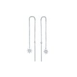 Shy Creation Diamond Star Threader Earrings 0.10 CT-Shy Creation Diamond Star Threader Earrings 0.10 CT in 14 karat white gold with diamonds totaling 0.10 carat.