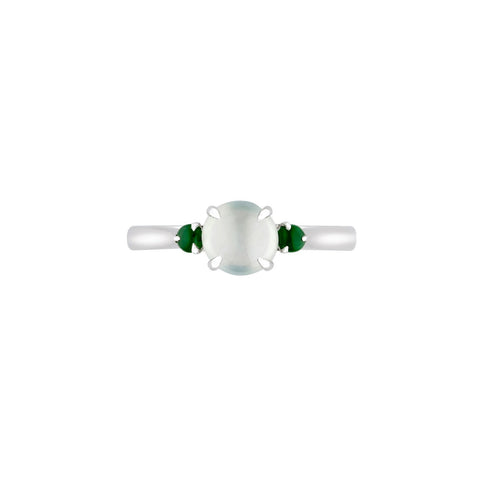 White and Green Jade Ring-White and Green Jade Ring - ORNEL00695